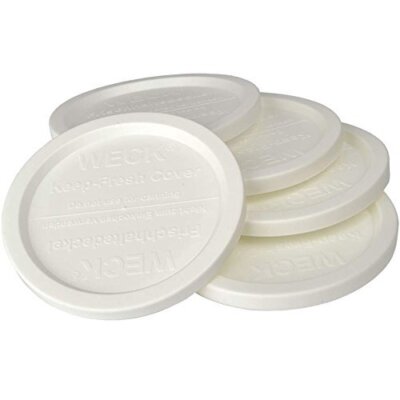Large JAR 5 Pack Keep Fresh Plastic LIDS 5 Pack Large = 4'' 100mm Opening Fits...