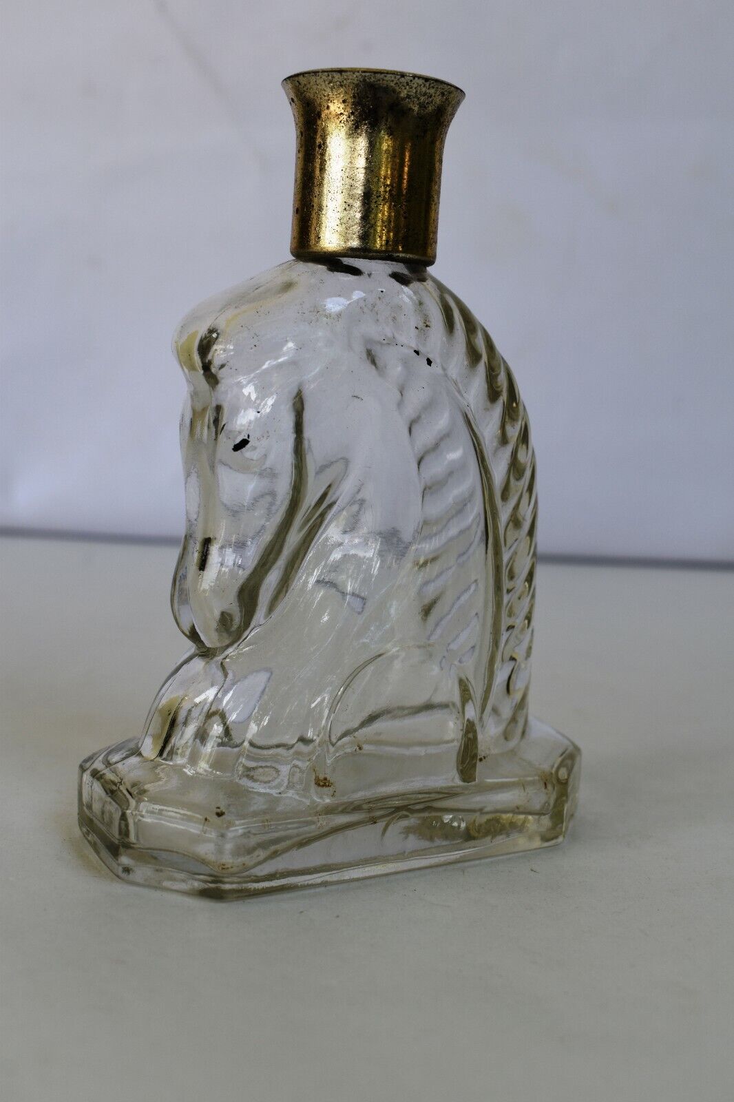 Vintage Avon Bottle Wild Country After Shave Horse Head Empty Clear Glass Old"K3
