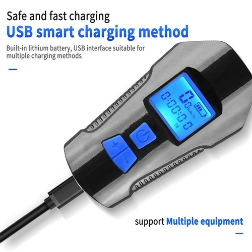 Fahrradbeleuchtung Tacho LED Fahrradbeleuchtung mit Hupe, LCD Display USB - Bild 4 von 11