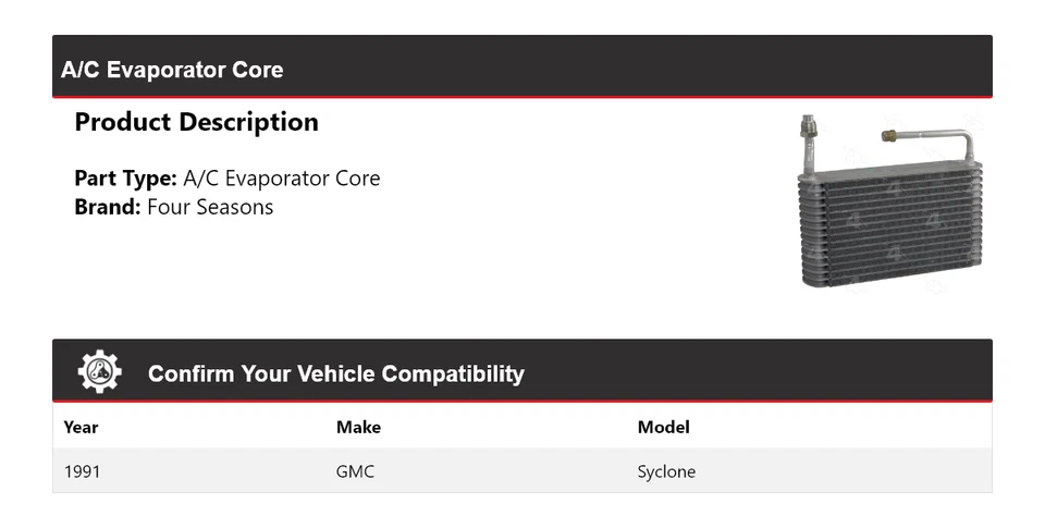 Núcleo evaporador de aire acondicionado GMC Syclone 1991 4 estaciones Foto 2 de 4