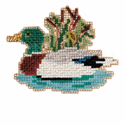 Mallard Beaded Cross Stitch Ornament Kit Mill Hill 2010 Autumn Harvest