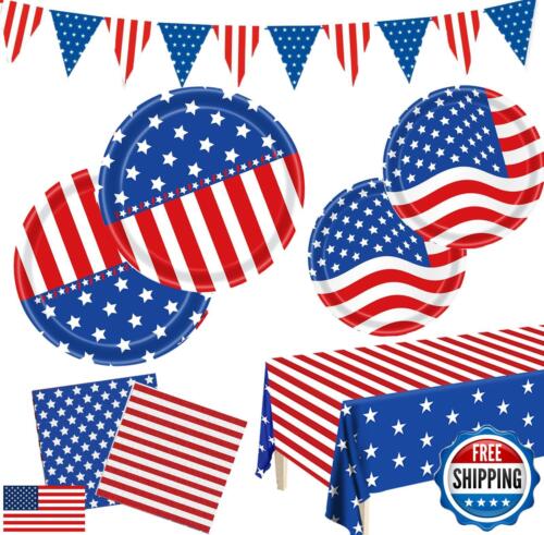 Patriotic Party Supplies,American Flag Patriotic Party Decorations Sets,4th o