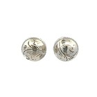 Designer ND Sterling Silver Chased Dome Button Earrings Round Pierced Studs — photo 1