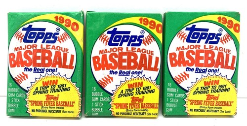 $1 NR 3 Sealed Unopened Packs 1990 Topps Baseball Sport Trading Cards 48 PCS