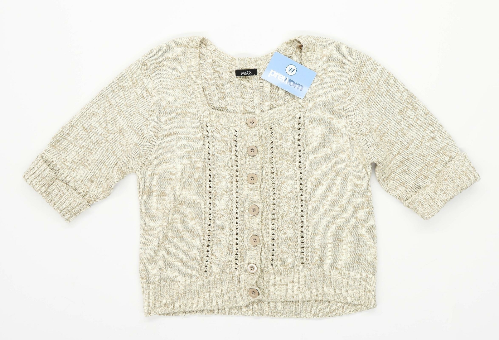 M\u0026Co Womens Size L Cotton Cream 