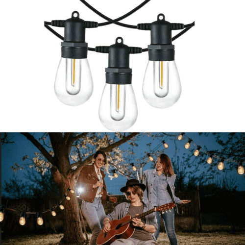 48ft Outdoor String Lights Waterproof Commercial Patio Plastic Fairy Light Bulbs - Picture 4 of 12