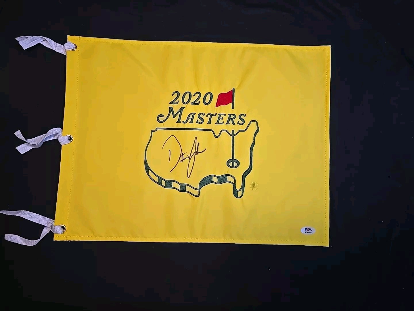 Dustin Johnson Autographed Signed 2020 MASTERS GOLF PIN FLAG 2016 US OPEN PSA 
