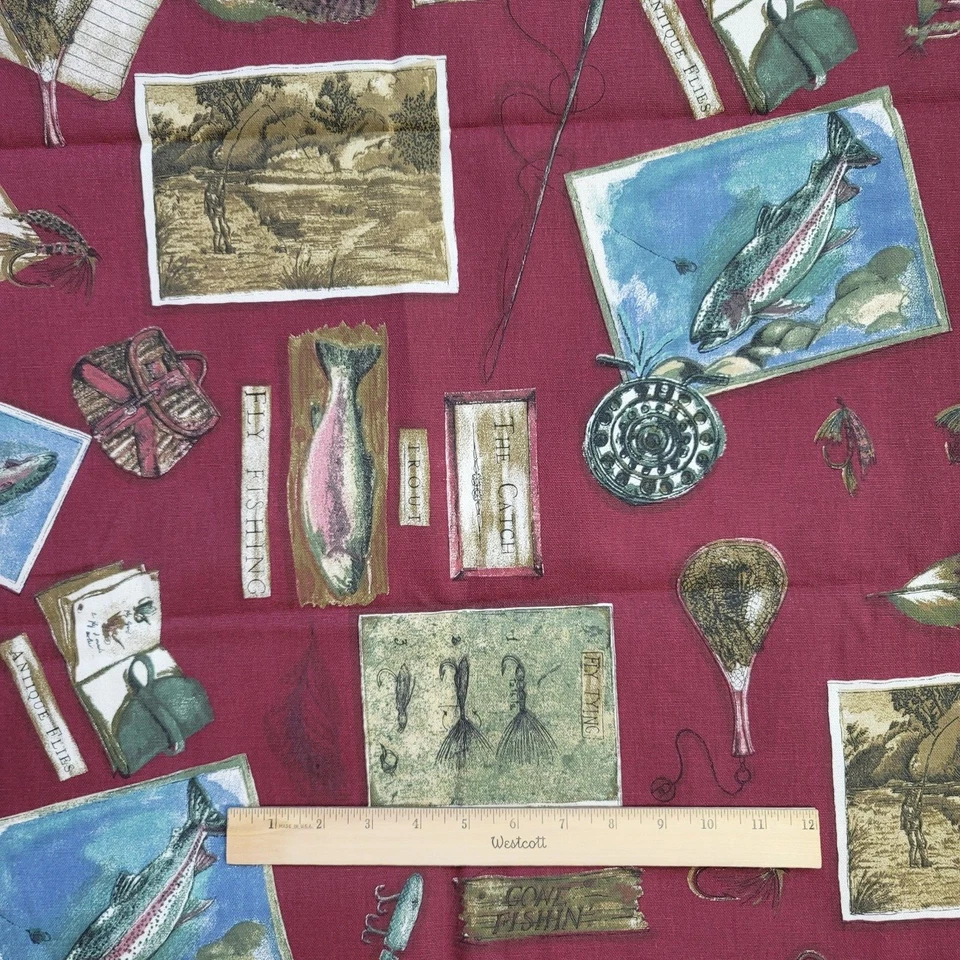 Tela de tapicería de pesca con mosca Covington hombre cueva 5ta avenida diseños creel 55x76 Foto 4 de 4