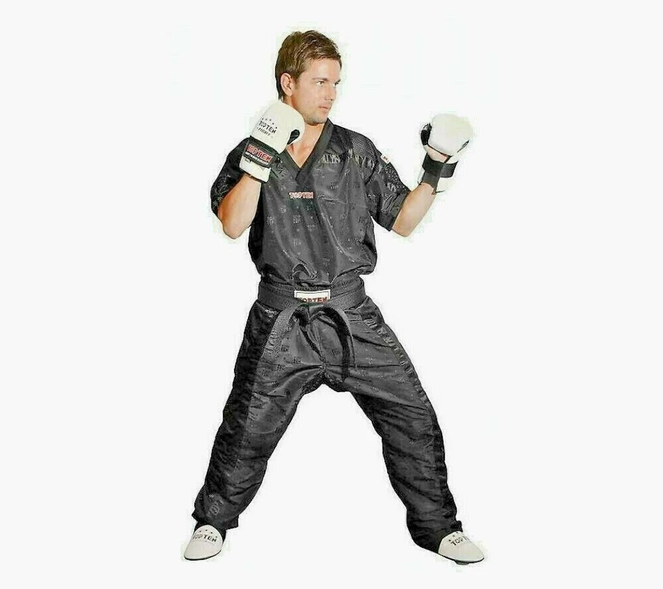 TOP TEN UNIFORM Black SPORT KARATE KICKBOXING ULTRALIGHT 1605 TKD Martial ART Gi