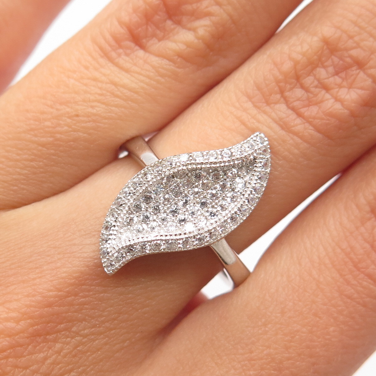 925 Sterling Silver Pave C Z Braided Ring Size 8.25 | eBay