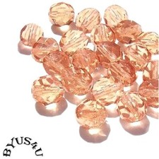GLASS BEADS CZECH ROUND FACETED 6mm SOFT PEACH 50pc