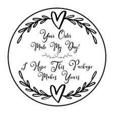 30 1.5" THANK YOU ORDER HEART WREATH FAVOR LABELS ROUND STICKERS  