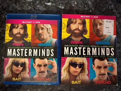 Masterminds  (Blu ray, 2016) w/ DVD &  Slipcover - VERY GOOD