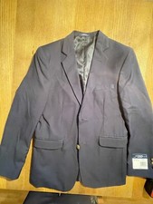 NWT Chaps Boy's Blazer Jacket Navy Blue Fully Lined Brass Buttons Size 14 Reg