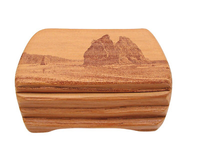 NEW Millennia Wood Red Cedar Trinket Box Ocean Scene Olympia Park Handmade 5x4''