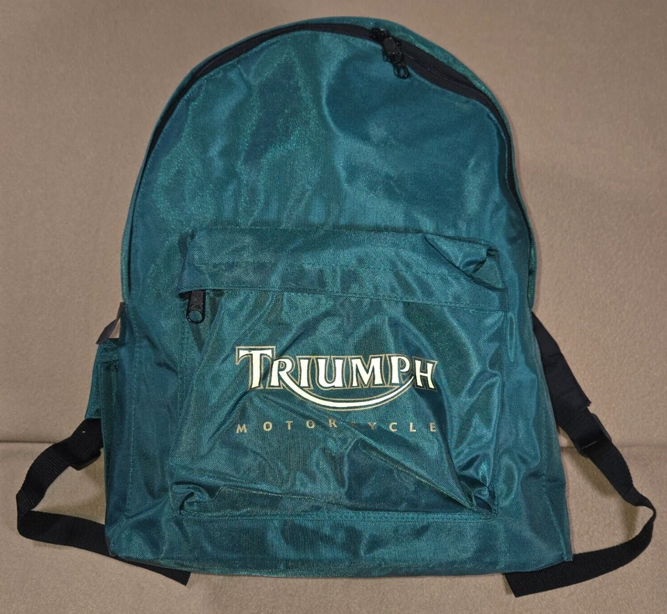 Mochila de Motocicleta Triumph Vintage Verde Años 90 Logo Clásica Coleccionable Bolsa de Equipo Foto 4 de 4