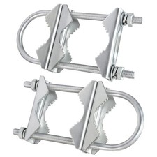 2 Sets Heavy-Duty Double Antenna Mast Clamp with U-Bolts     V-Jaw Brackets f...