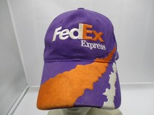 Vintage Joe Gibbs Racing FedEx Hat Strap Mens Purple Orange Leffler NASCAR Chase