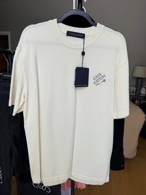 louis vuitton men White & Grey Pin Logo T-Shirt - BRAND NEW W TAGS