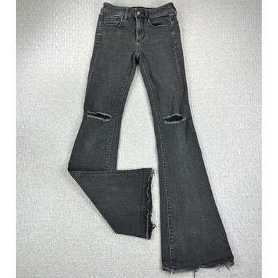 American Eagle Bootcut Jeans Women 2/24X34 Black Hi-Rise Flare Super Stretch