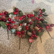 Lot of 15 New with Tags Christmas Floral Picks 5" Tall