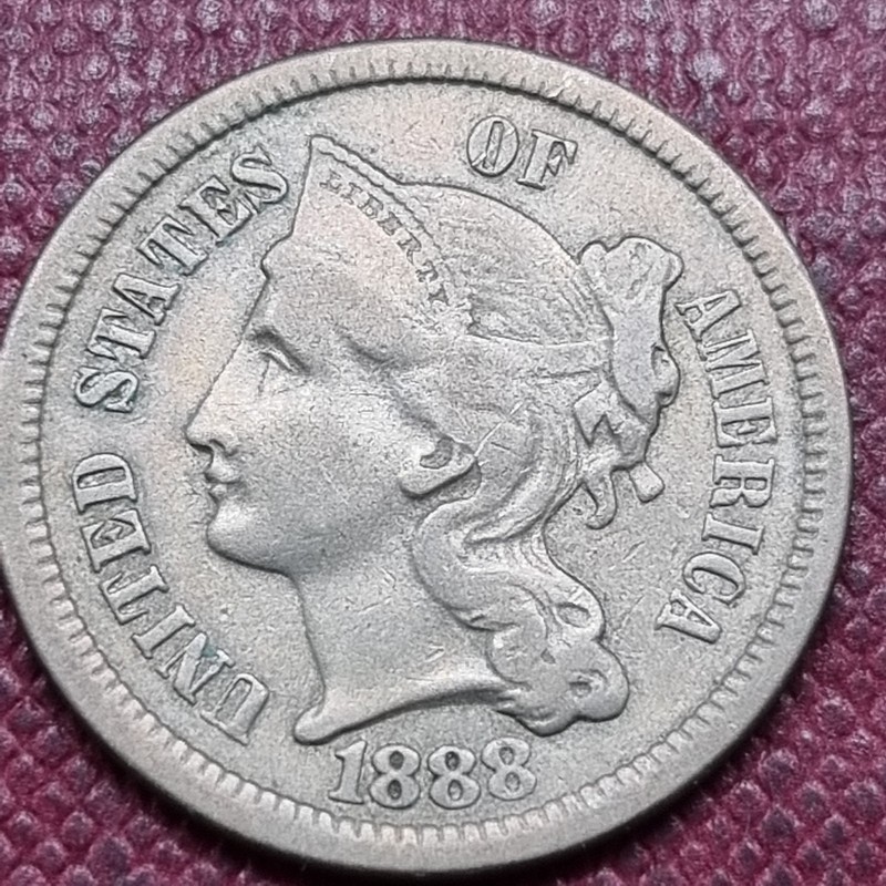 1888 Three Cent Nickel 3c Higher Grade RARE Key Date  #102732