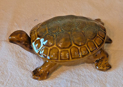 Van Briggle Pottery High Glaze Brown and Green Turtle Shaped Covered Trinket Box
