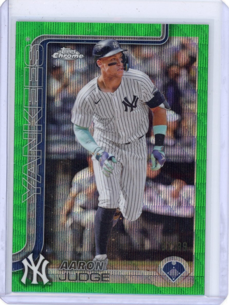 Aaron Judge 2025 Topps Chrome Green Wave Refractor /99 #99 New York Yankees