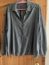 OPUS Bluse Gr. 44 Anthrazit mit weißen  Punkten