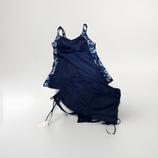 Tankini Blue Floral with Swim Shorts Small
