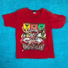 Vintage Y2K Power Rangers Kids Shirt Size Medium Boys Graphic Action Red