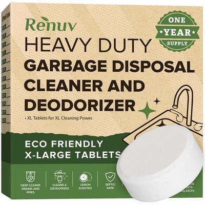Renuv Garbage Disposal Cleaner Deodorizer Tablets Drain Freshener Citrus Scent