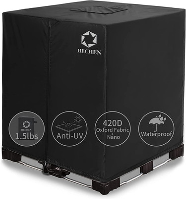 IBC Tote Cover,Zipper,420D Heavy Duty Nano Materials Waterproof,Fit 275 Gallon W
