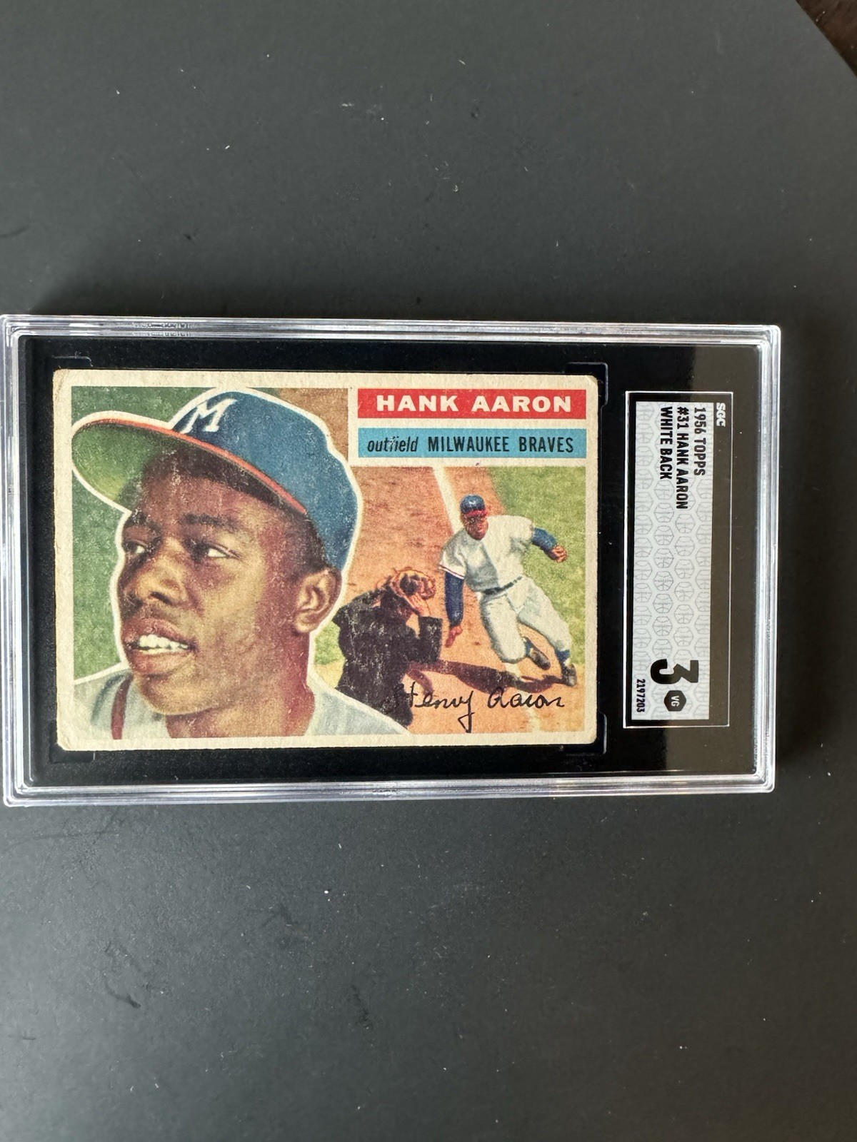 1956 Topps Hank Aaron White Back SGC 3 #31 Milwaukee Braves