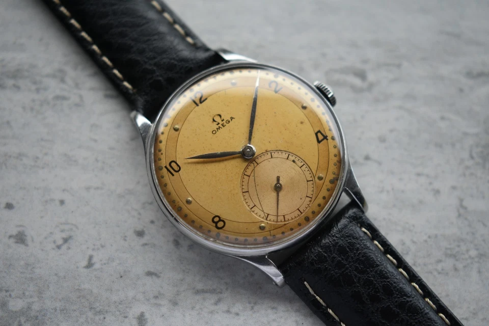 1944 Omega Small Seconds Mens Watch Jumbo Mechanical Leather Rare 2317/6 - Image 3 of 4