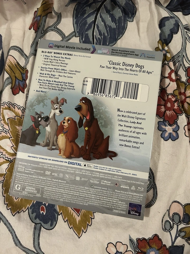 Lady And The Tramp Disney Movie Club DVD Blu-ray NEW Unopened - Image 2 of 4