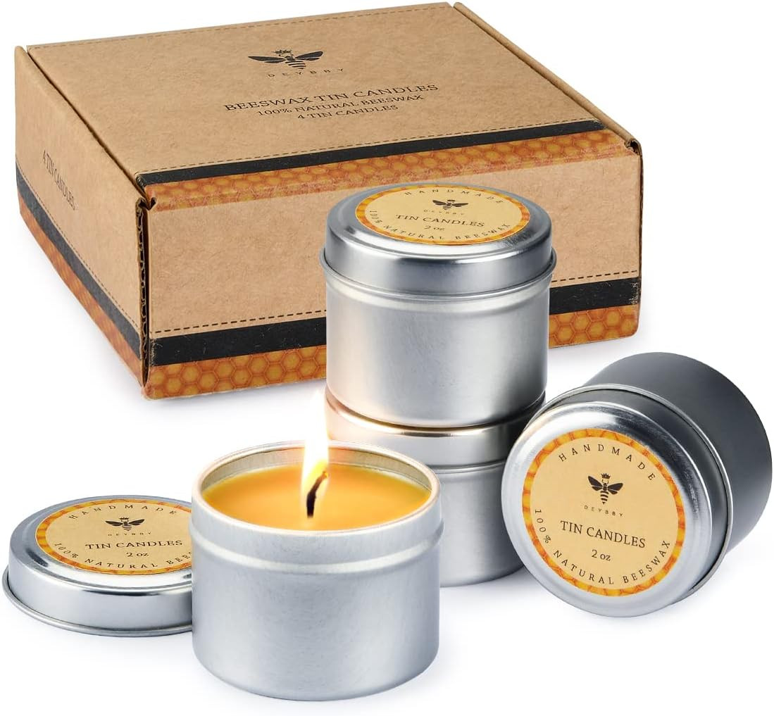 Pure Beeswax Emergency Candle Set of 4 - Natural Honey Scent