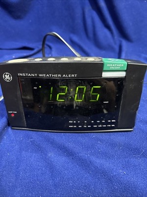 GE Weather Instant Warning Alert Digital AM/FM Clock Radio Dual Power 7-4845A