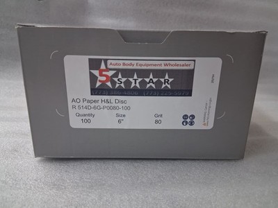 5 Star AO Paper Hook & Loop Sanding Disc 6 Inch Grit 80 (Box of 100)