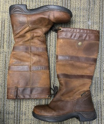 Dublin Reg. Calf- Tall Equestrian River Boots Brown Leather Waterproof Women s 7