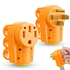 50 Amp RV Replacement Male/Female Plug - 4 Prong 125/250V Electric Power Adapter