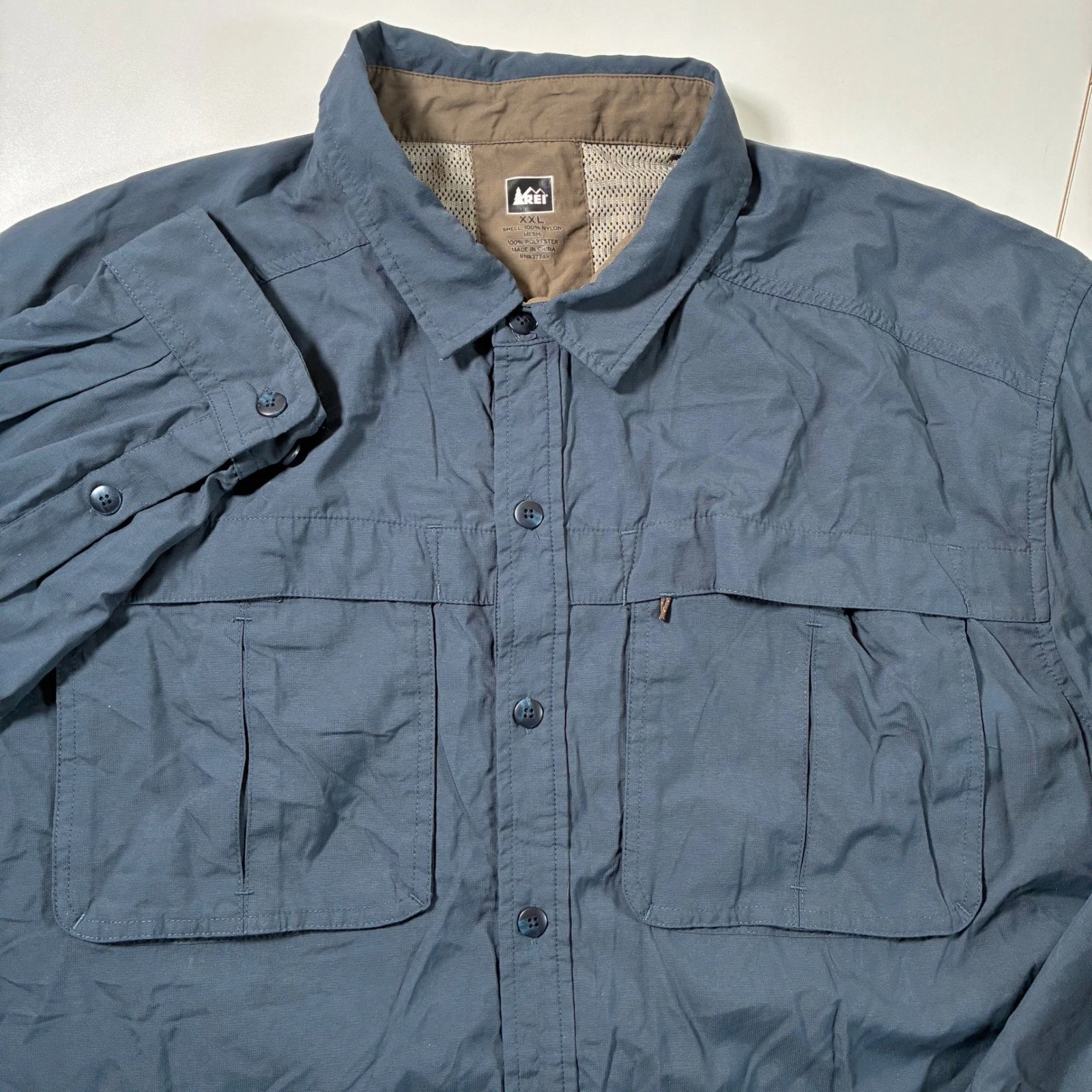 REI Sahara Fishing Hiking Shirt 2XL Blue Long Sleeve Vented Nylon
Opens in a new window or tab
