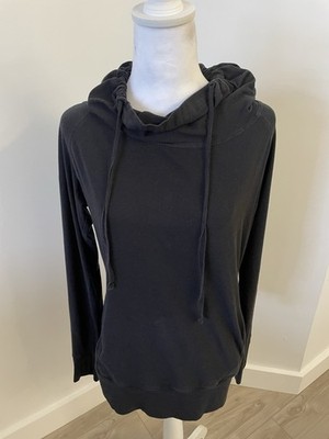 Coolibar Cowl Neck Hoodie Womens XS Black Bamboo Blend UPF 50+ Sun Protection