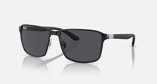 Ray-Ban RB3721 59mm Matte Black Frame Dark Grey Lens Square Metal Men's Sunglass
