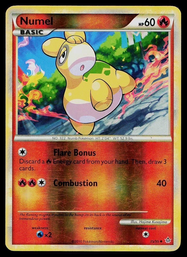 Pokemon Card HGSS Unleashed Numel 35/95 Uncommon Reverse Holo