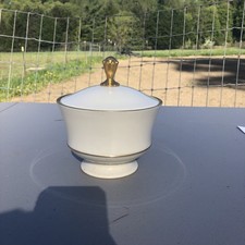 Vintage Lenox Covered Sugar Bowl White Porcelain Gold Trim Made in USA
