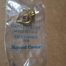 Harriet Carter Heart-Shaped Pin Genuine Ruby Gold Red Materials Sourced USA