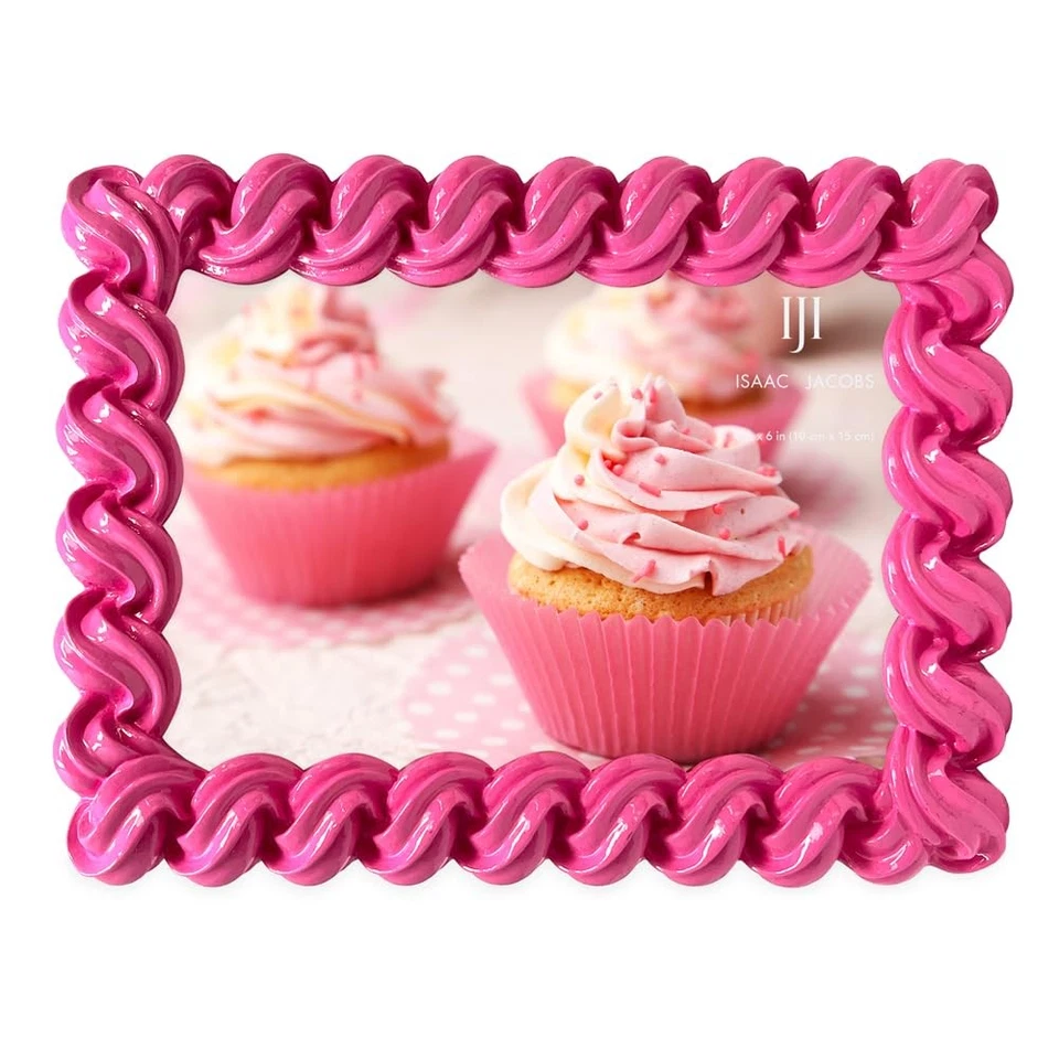 Marco de fotos rectangular esmerilado brillante rosa oscuro 4x6 con caballete y gancho para T... Foto 3 de 3