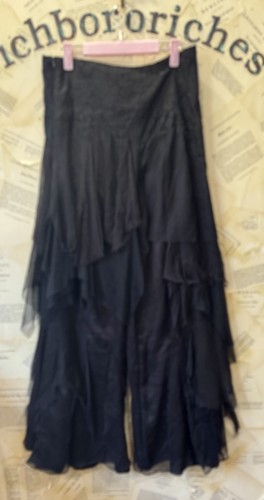 Free People Nigel Preston Fairy Chiffon Pants Lace Tiered Embroider Black L NWT - Picture 6 of 6