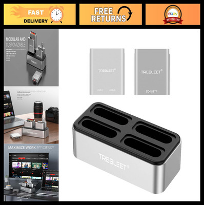 Modular 4-Bay Docking Station with USB-C SD Card Reader & Hub, 10Gbps Speed